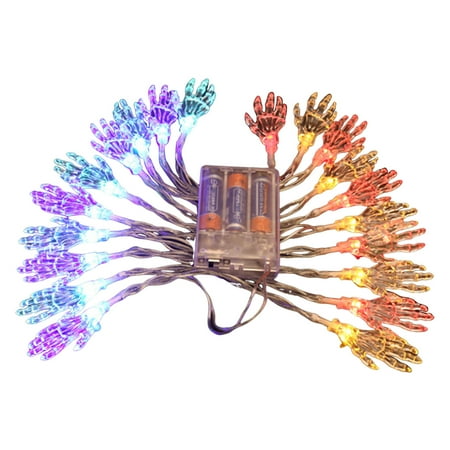 Halloween Skull Hand String Lights 8.2Ft 20 LEDs Battery Operated Halloween Decoration Lights Indoor Outdoor Ghost Hand Lights for Halloween Halloween Clearance Colorful Light