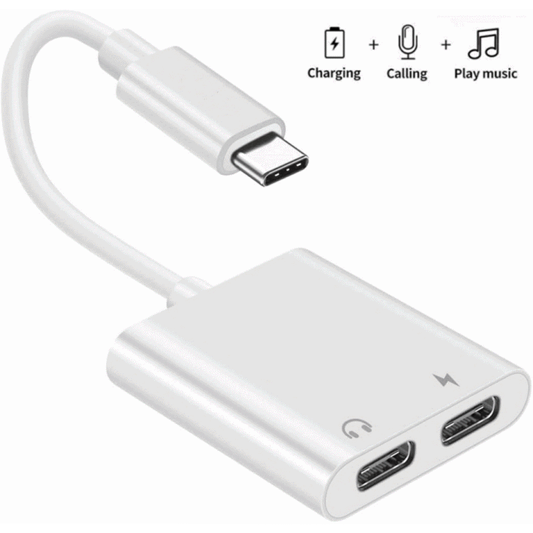  USB C to 3.5mm Headphone Adapter,3 in 1 Dual Headphone
