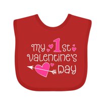 Inktastic My First Valentines Day Pink Hearts and Arrow Boys or Girls Baby Bib