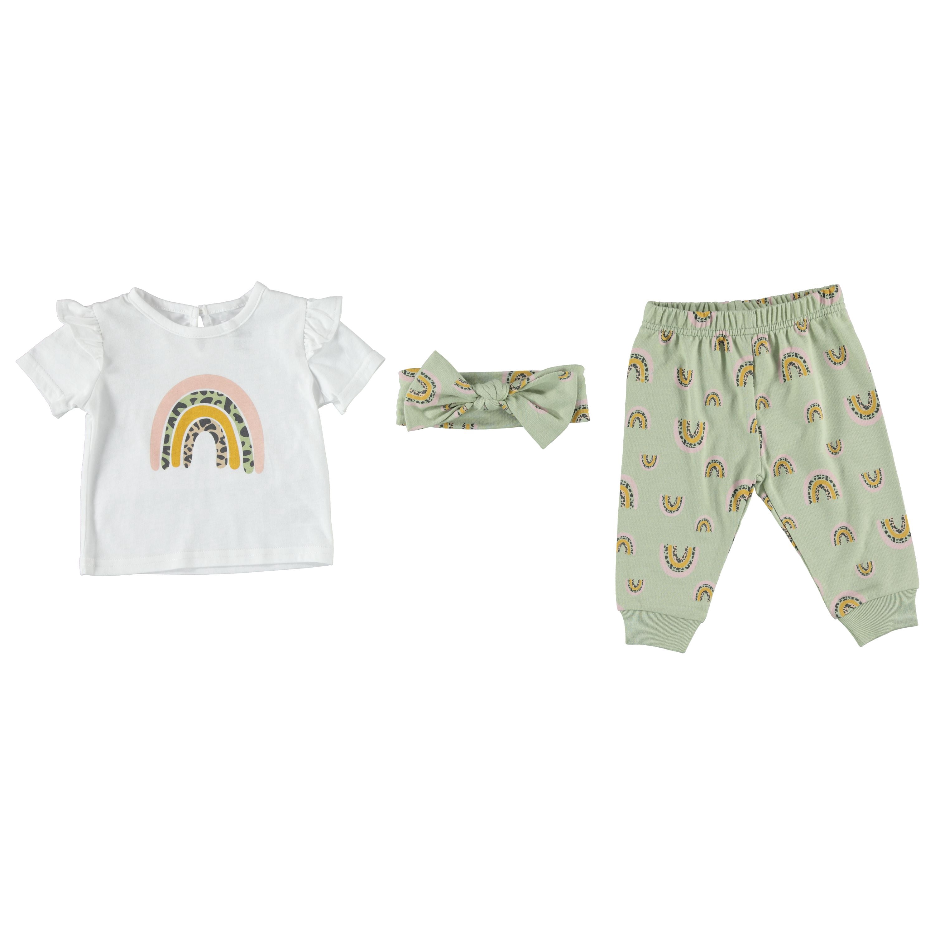 Chick Pea Baby Girl 3 PC French Terry Jogger Set, Sizes Newborn-24 Months