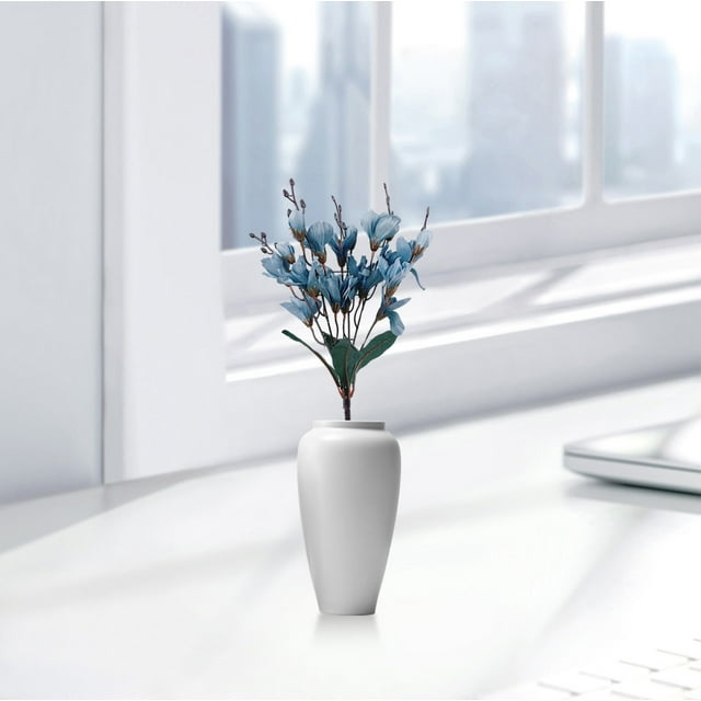 Meitianfacai Artificial Magnolia Flower Stems Realistic Touch Home Decor Imitation Blossoms for Living Room Table Centerpiece and Interior Design Enhancements (Blue)