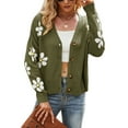 thumbnail image 1 of ITFABS Knit Sweater, Button-down Flower Pattern Long Sleeve V-neck Cardigan, 1 of 4