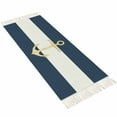 thumbnail image 2 of Navy Blue Nautical Entryway Runner Rug 2x4ft,Gold Boat Anchor Geometric Stripe Washable Woven Living Room Hallway Bedroom Kitchen Carpet with Tassels,Indoor Outdoor Throw Door Mat for Entryway, 2 of 5