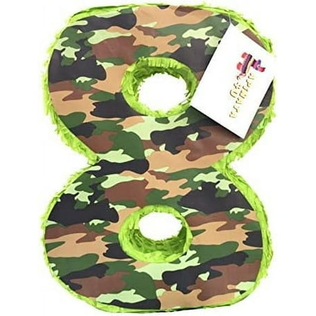 APINATA4U 20" Tall Green Camouflage Number Eight Piñata