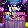 thumbnail image 2 of Purple Glitter Bowling Theme Backdrop, Let's Strike Up Some Fun Bowling Party- Vibrant Rainbow Neon Glow Girls' Birthday Decorations, 2 of 7