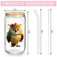 thumbnail image 2 of KOCHIC CRATE 16oz Glass Cup With Lid and Straw, Tumbler Drinkware Set Ice Coffee Cup, Featuring Owl Patterns, Great for Gift or Everyday Use, 2 of 10