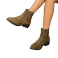 thumbnail image 5 of Willtoo Women’s Faux Suede Round Toe Chunky Heel Ankle Boots with Rear Zip Retro Comfortable Shoes Non-Slip Low Block Heel Dress Short Boots, 5 of 5