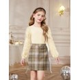 thumbnail image 3 of Arshiner Girls 2 Piece Outfits Fall Skirts Set Cute Lattice A-Line Dresses and Black Mesh Sleeve Rib Knit Tops Warm Winter Clothing Sets, 3 of 6