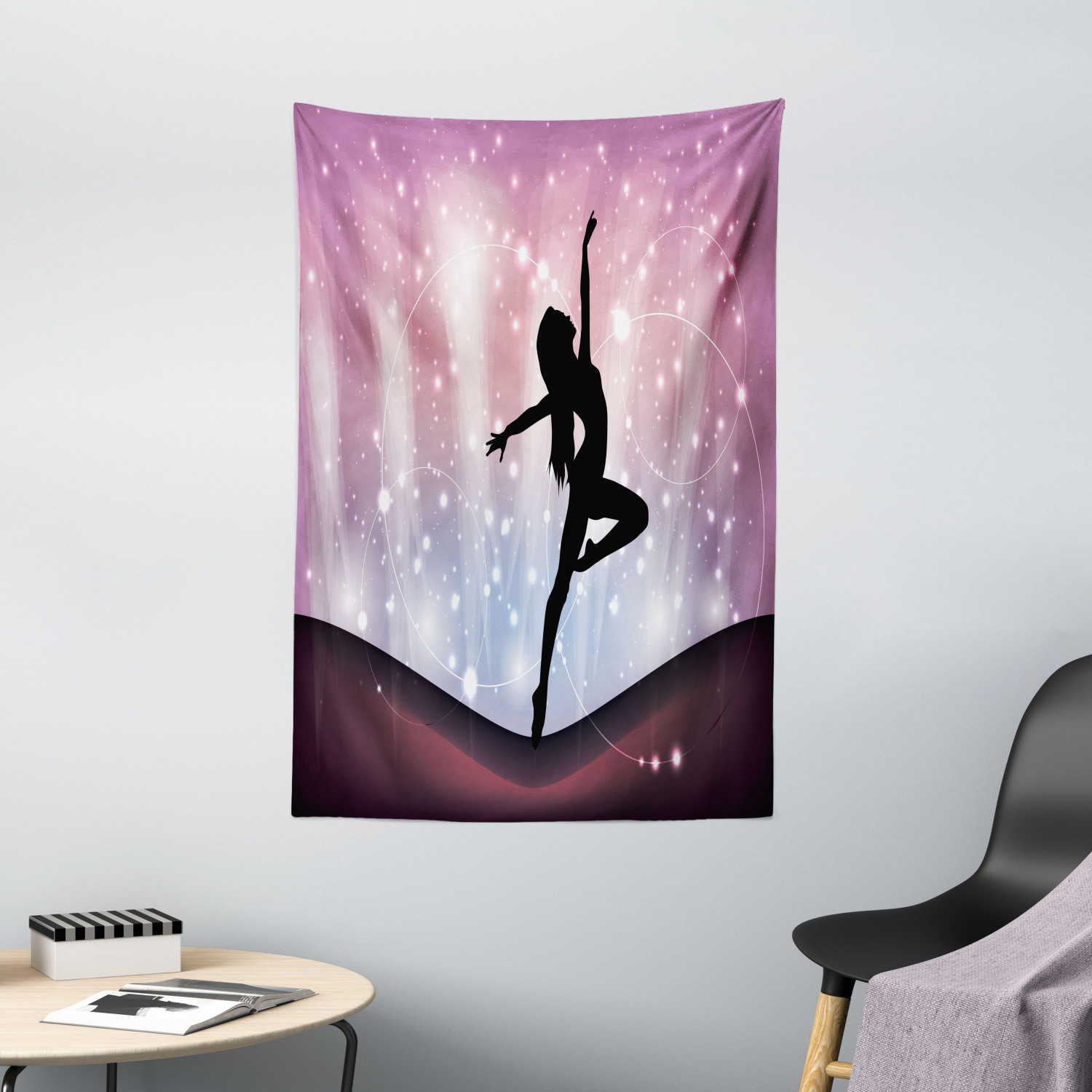 Contemporary Tapestry, Silhouette of Ballerina Performing on Abstract ...