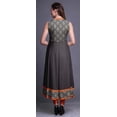 thumbnail image 4 of Bimba Dark Gray Floral Anarkali Dress Mandarin Collar Sleeveless Kurtis for Women Print Maxi Dress Large, 4 of 6