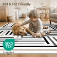 thumbnail image 4 of ODIKA 8'x10' Washable Area Rug Geometric Interlocking Block Angular Asymmetrical Bands Grey for Living Room, Under Sectional, Family , Durable, Non-Slip, 4 of 7