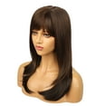 thumbnail image 2 of TECHTONGDA 55cm Brown High Temperature Fiber Hair Wigs With Bangs For Women Size Adjustable, 2 of 9