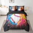 thumbnail image 2 of jejeloiu Baseball Game Lovers 7-Piece Twin Bedding Sets,Ball Sport Gaming Bedding Comforter Set,Multicolor Graffiti Art Sheet Sets For Kids,Luxury Bedroom Decor Reversible, 2 of 8