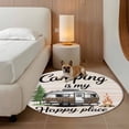 thumbnail image 2 of Camper Van Round Area Rug 5Ft Washable Circle Rugs for Living Room Bedroom, Modern Vintage Camping Beige Wooden Non-Slip Carpet Floor Mats Indoor Outdoor Carpet Runner Aesthetic Home Decor, 2 of 8