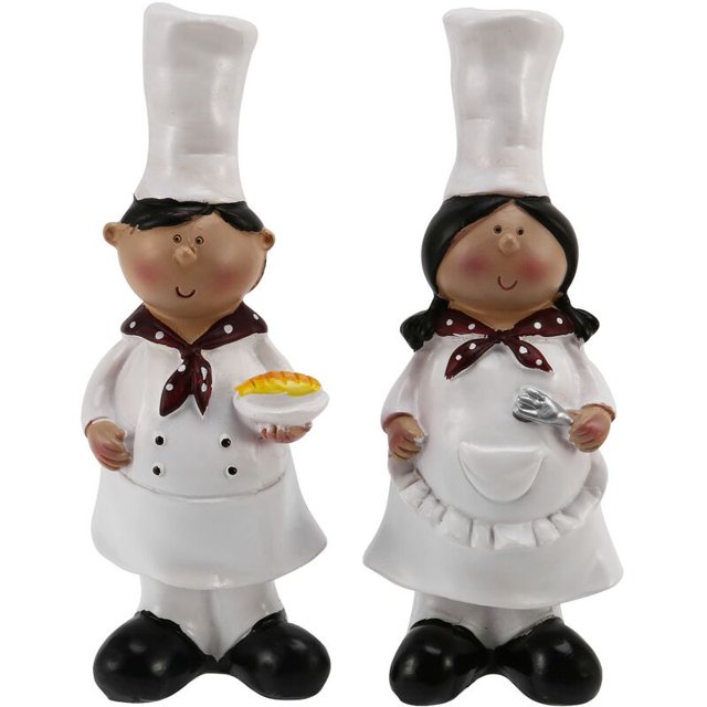 1 par de decoración de chef para niño y niña Decoración Artesanía de resina Vitrina para vinos Ventana Restaurante Restaurante Panadería Decoración