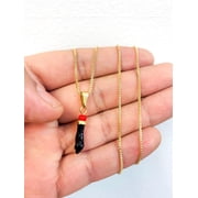 Black Azabache Hand Necklace Box Link Chain 18 INCH 18K Gold Filled For Womens / Everyday Azabache Necklace Protection Jewelry / Cadena Dije de Azabache