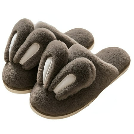 

Women s Cartoon Fuzzy House Cute bunny ears Foam Slippers Furry Faux Fur Lined Bedroom Shoes for men and women