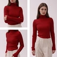 thumbnail image 5 of Jersey v28 para mujer, elástico, cuello alto, punto, color burdeos, XL, 5 of 5