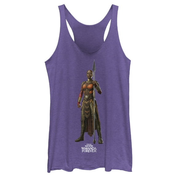 Women's Black Panther: Wakanda Forever Okoye Standing Tall Racerback Tank Top Purple Heather X Large