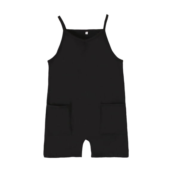 Karoyedx Kids Casual Romper Jumpsuit Kids Girls Sleeveless Jumpsuits Spaghetti Strap Shortall Overalls Casual Lightweight Summer Shorts Rompers Black Size,13-14 Years