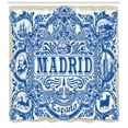 thumbnail image 3 of Ambesonne Spanish Shower Curtain, Madrid Calligraphy Tile, 69"Wx75"L, Navy Blue White Eggshell, 3 of 3