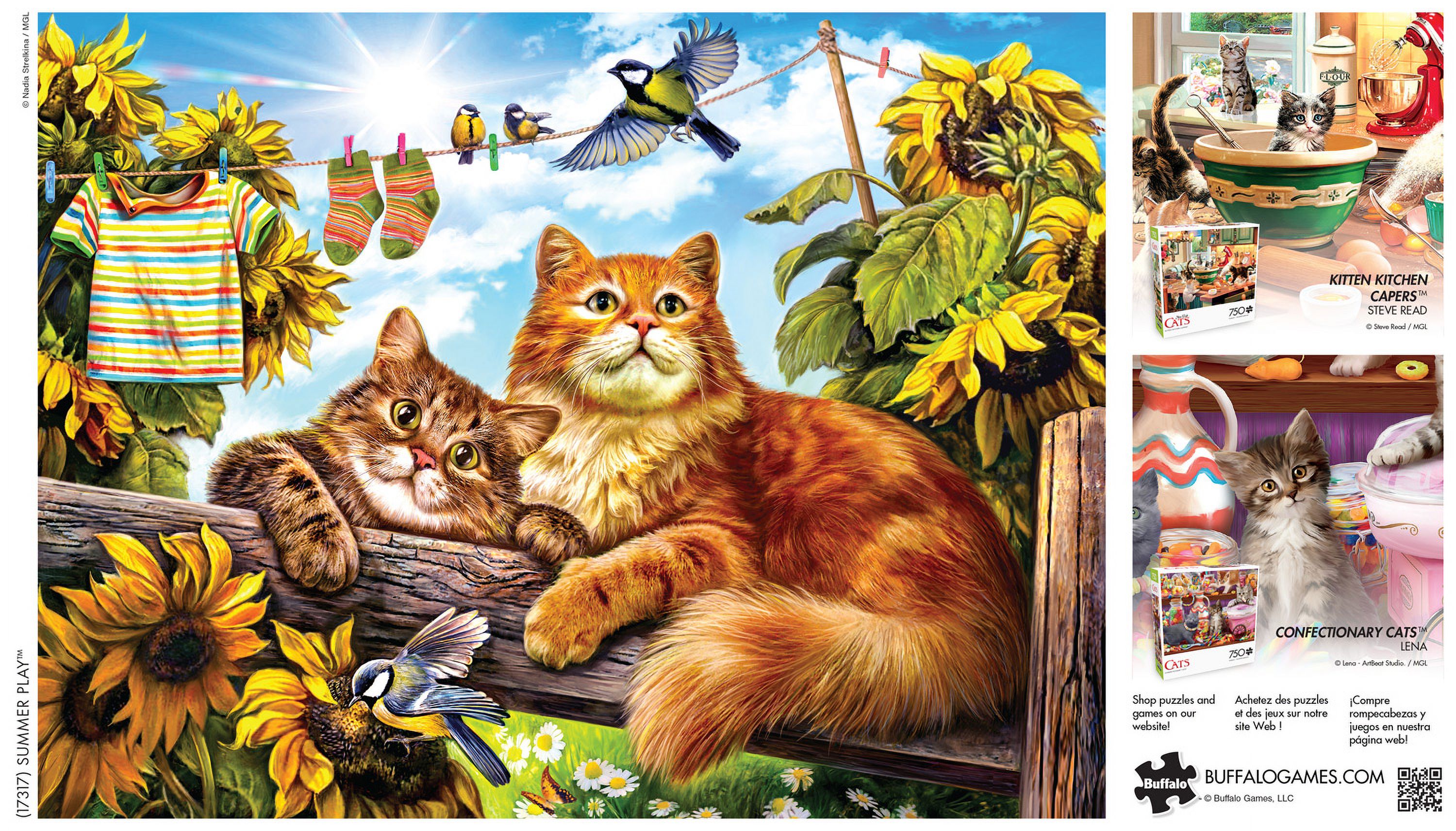 Buffalo Games 750-Piece Cats Summer Play Interlocking Jigsaw Puzzle