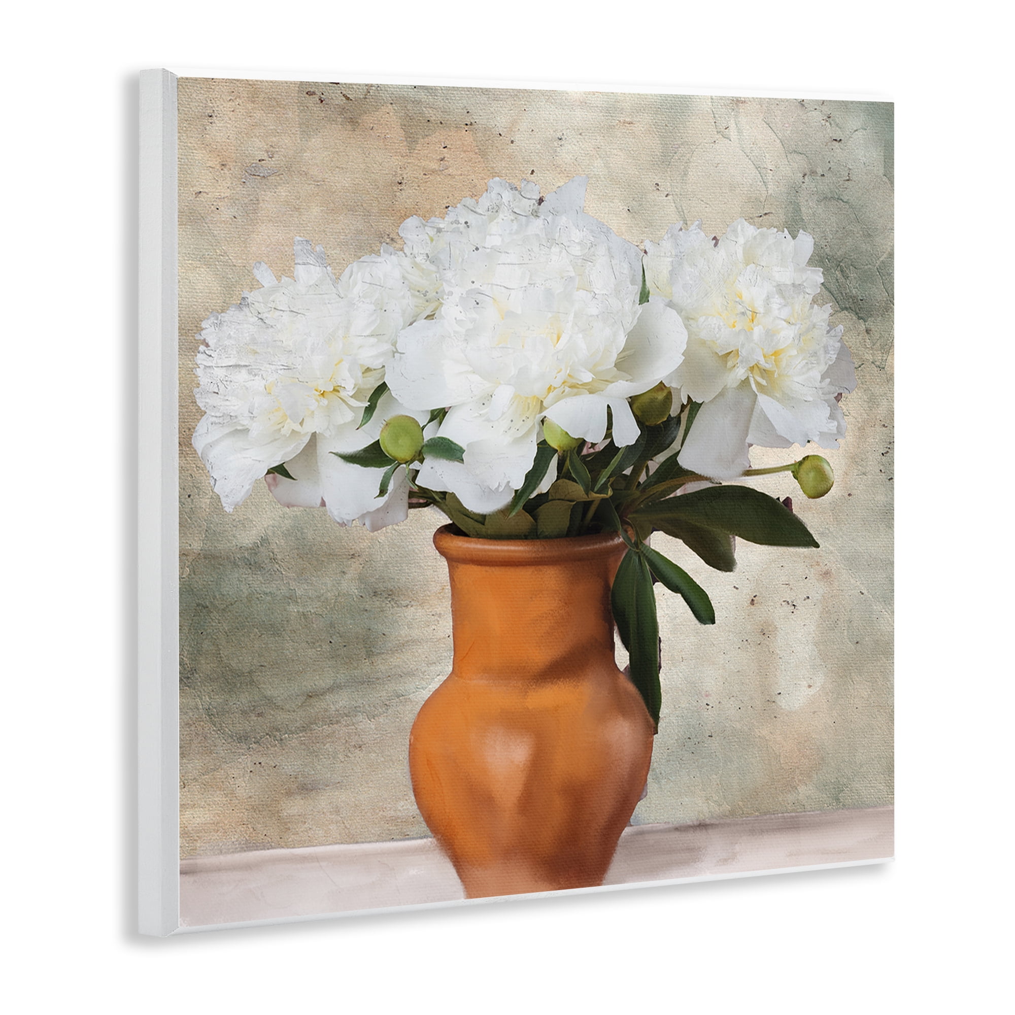 Stupell Industries Rustic Terracotta Vase Plants & Flowers Painting Unframed Art Print Wall Art, 12 x 12