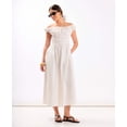 thumbnail image 2 of White Cotton Shirred Bardot Midi Dress, 2 of 5