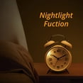 thumbnail image 4 of Double Bell Alarm Clock With Night Light, Retro Bell Alarm Clock, Loud Alarm, Quartz Drive, No Ticking Noiseless, Large Dial Of 4 Inches - White, 4 of 6