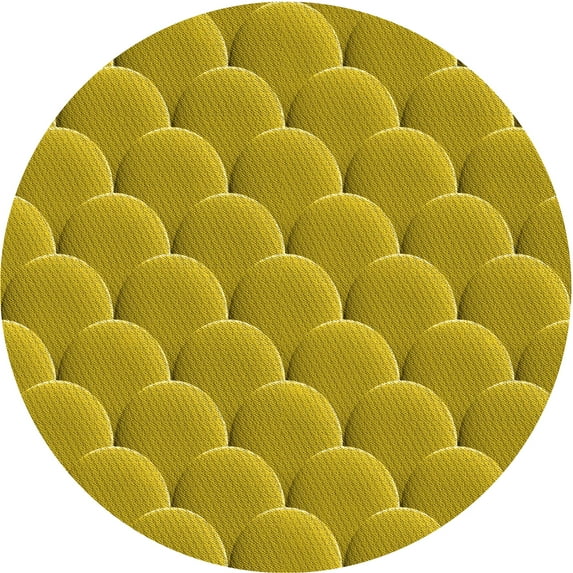 Ahgly Company Machine Washable Indoor Round Transitional Dark Golden Rod Brown Area Rugs, 7' Round