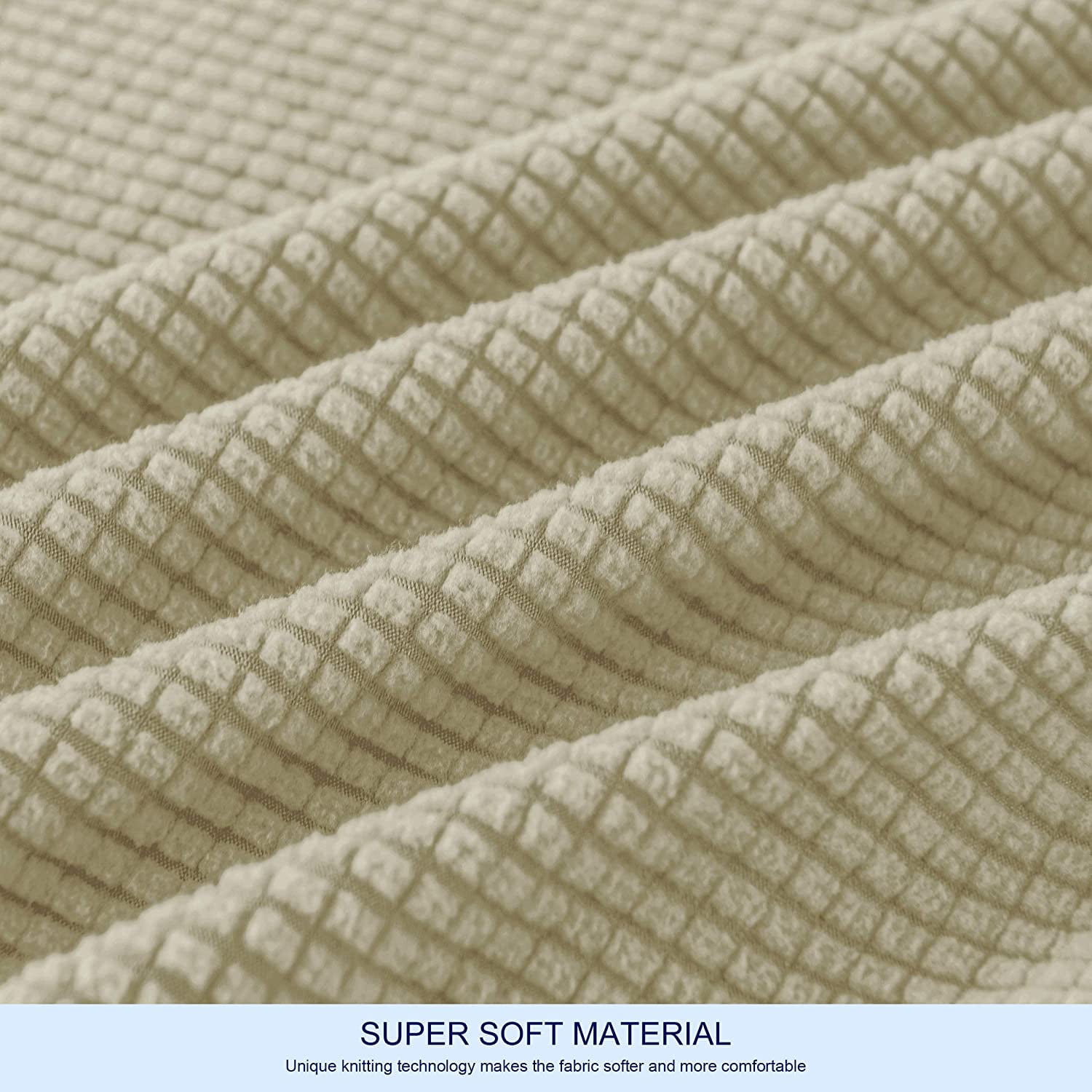 Subrtex Stretch 2-Piece Textured Grid Slipcover Sofa Cover, Sand