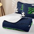 thumbnail image 4 of Feelyou Green Lines Letter B Twin Quilt Set for Boys, Cartoon Stripe Ball Print Twin Coverlet Set, 2pcs, 4 of 7
