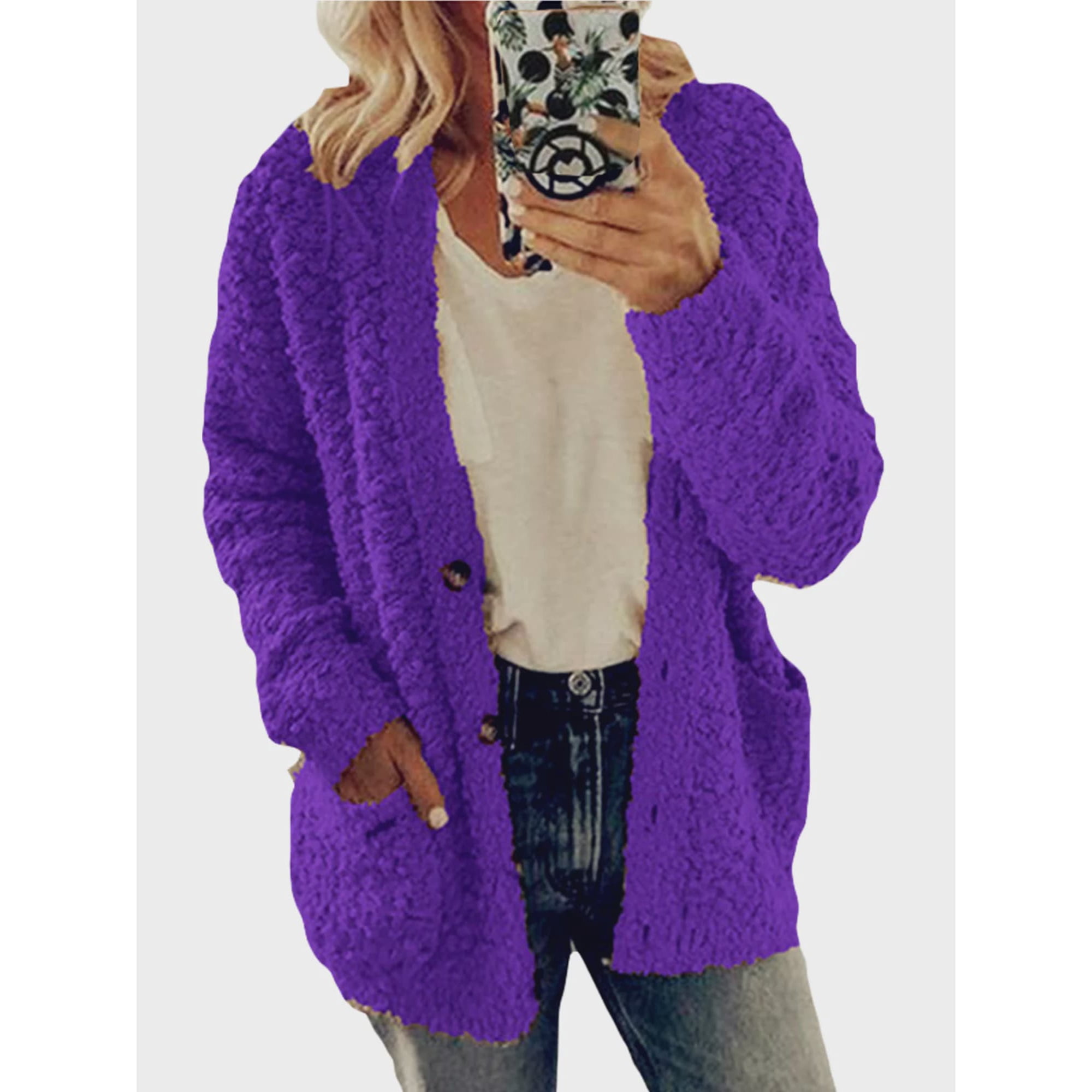 Daeful Coat Winter Warm Outwear Long Sleeve Jacket Ladies Loose