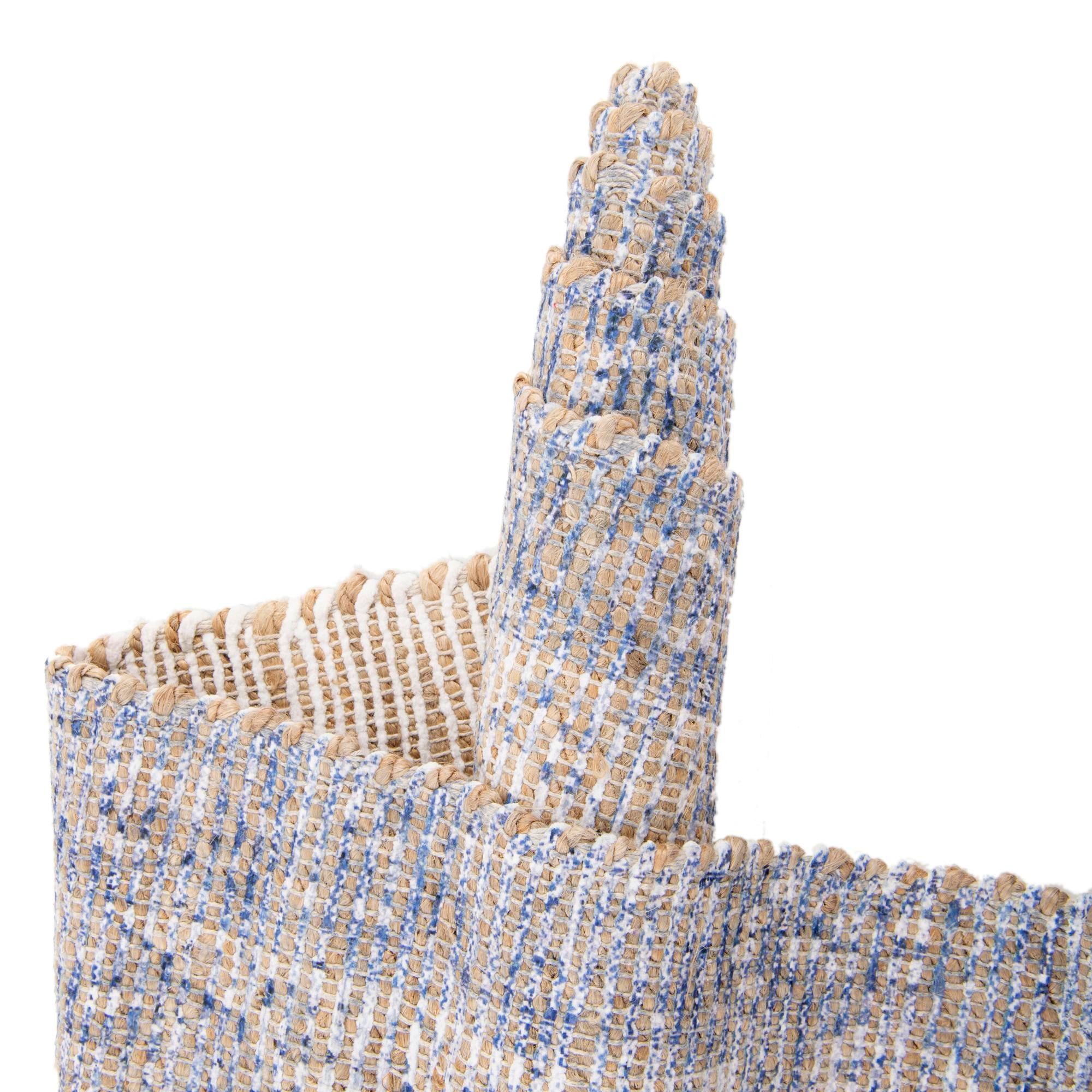 Unique Loom Chenille Jute Collection Area Rug - Amba (9' x 12' Rectangle Blue/Ivory)