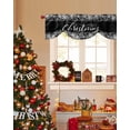 thumbnail image 4 of Merry Christmas Tie Up Valances Curtain, Winter Snowflakes Retro White Black Adjustable Rod Pocket Short Window Treatment Tie Up Curtains Valances for Kitchen Living Room Bathroom 42x18 Inches, 4 of 9