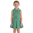 thumbnail image 2 of EnJoCho Girls Summer Denim Dress Sleeveless Button Down Collared Jean Dresses Y2K Pleated A Line Dress with Belt Toddler Maxi Dress Summer, 2 of 7