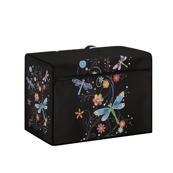 HELLHERO Dragonfly Floral Sewing Machine Dust Covers and Sewing Essentials Pockets Easy Storage Pocket and Handle Friend Gift