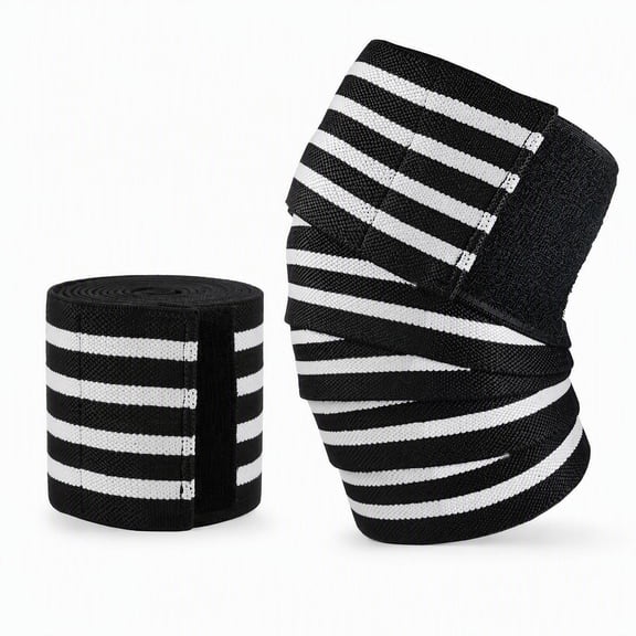 72 Inch Elastic Striped Weight Lifting Knee Wraps, Breathable Quick Dry Compression Knee Support for Squats Powerlifting CrossFit Training