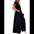 thumbnail image 2 of Vestido Informal de Verano para Mujer, Maxivestido con Volantes y Botones, Estilo Bohemio, Túnica Larga. Negro Talla Única, 2 of 8