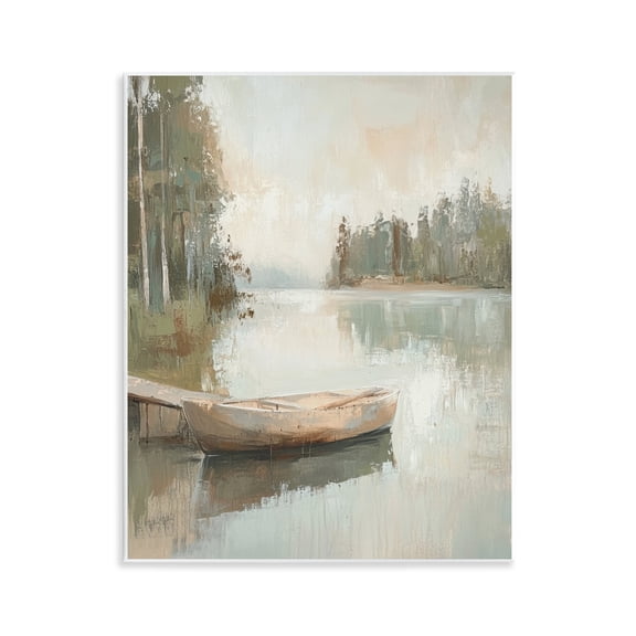 Stupell Industries Canoe at Quiet Dock Transportation Painting Unframed Art Print Wall Art, 11 x 14
