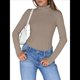 thumbnail image 2 of Camisetas de Larga para Mujer, Ropa Interior Térmica Básica de Otoño, Ropa de Invierno Caqui XXL, 2 of 10