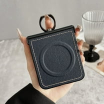 Allytechgroup Slim Case for Samsung Galaxy Z Flip 6/7 FE, PU Leather Ring Holder Kickstand Magnetic Cover Compatible with Magsafe Anti-Scratch Phone Case for Samsung Galaxy Z Flip 6/7 FE,Darkblue