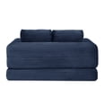 thumbnail image 5 of 63" loveseat, 2-in-1 Folding Convertible Sofa Bed,  Blue Modern Corduroy Sleeper Couch with 2 pillows for Living Room, 5 of 5