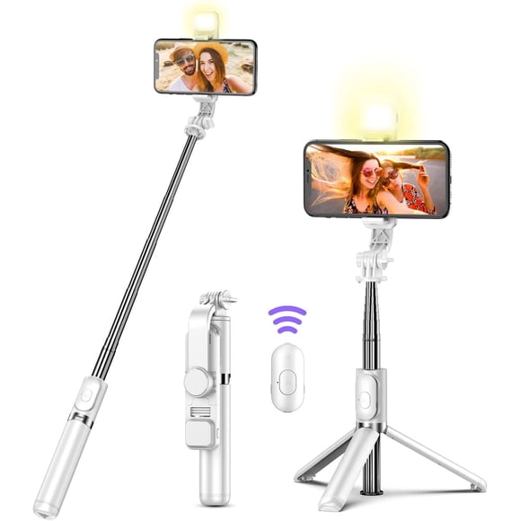 gallfeel Extendable Selfie Stick Tripod with LED Ring Light and Detachable Remote
