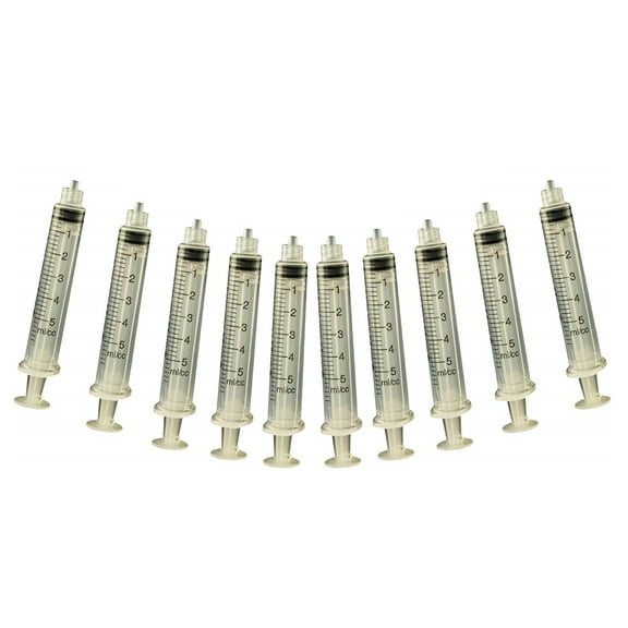 Creative Hobbies Plastic Non-Sterile Dispensing Luer Lock Syringe Without Needle 5ML - Pack of 10