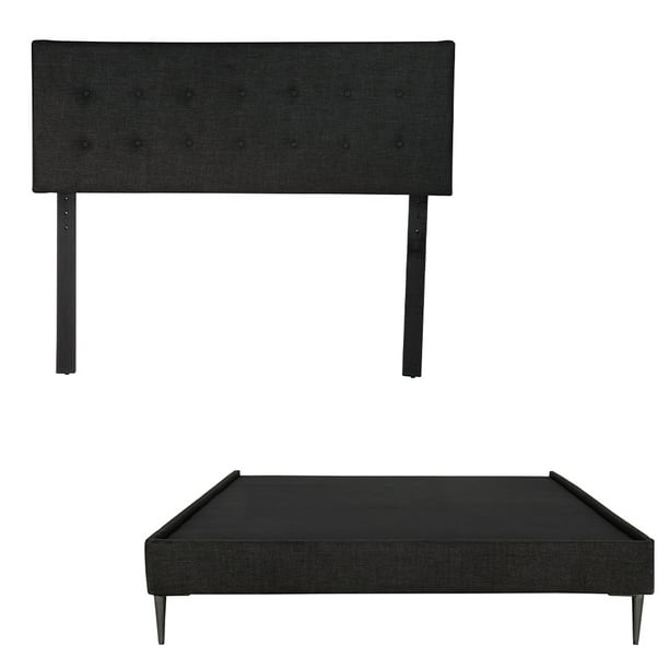 Box Base Cama Slim Queen Size+Cabecera Bilbao Negro