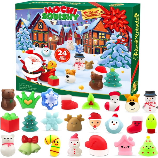Surcvio Calendario De Adviento De Navidad 2023 Con 24 Mochi Squishy Juguetes Surtidos Calendario De Cuenta Regresiva De 24 Días Para Niños Rellenos De Calcetín De Navidad Regalos Para Niños Niñas Favo