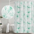 thumbnail image 4 of Green Flower Shower Curtain Set - Long 72" x 84" Washable Bathtub Curtain with 12 Hooks, Watercolor Floral Botanical Line Drawing Print Waterproof Fabric Stall Shower Curtains for Bathroom Décor, 4 of 6