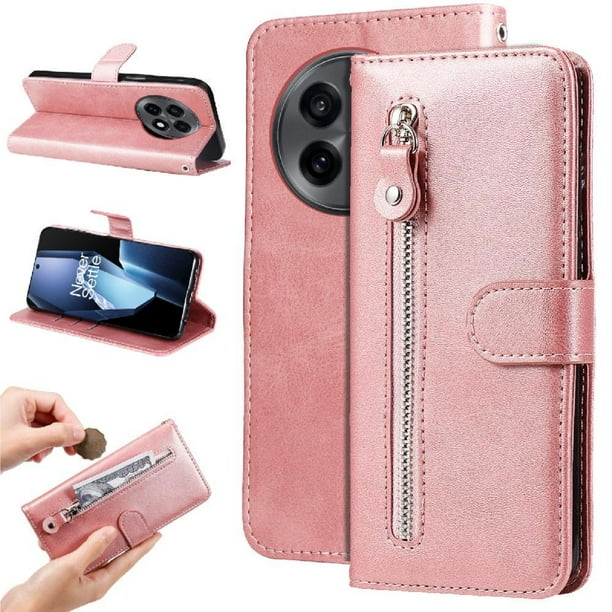 Estuche de Cuero PU con Cierre para OnePlus 13R 5G , Funda Protectora con Billetera y Correa