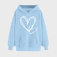 thumbnail image 2 of TRUBKH hoodies for women Fleece Sweatshirts womens long sleeve tops comfrt hoodie graphic hoodie Hooded Sweatshirt And Drawstring Featuring A Heart Shaped Printed Sweatshirt Blue L, 2 of 3
